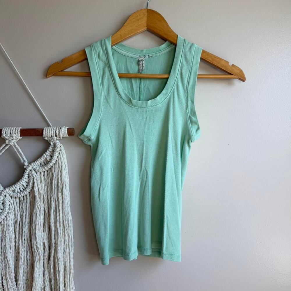Free People Mint Green Tank Top Cropped Ribbed Basic XS